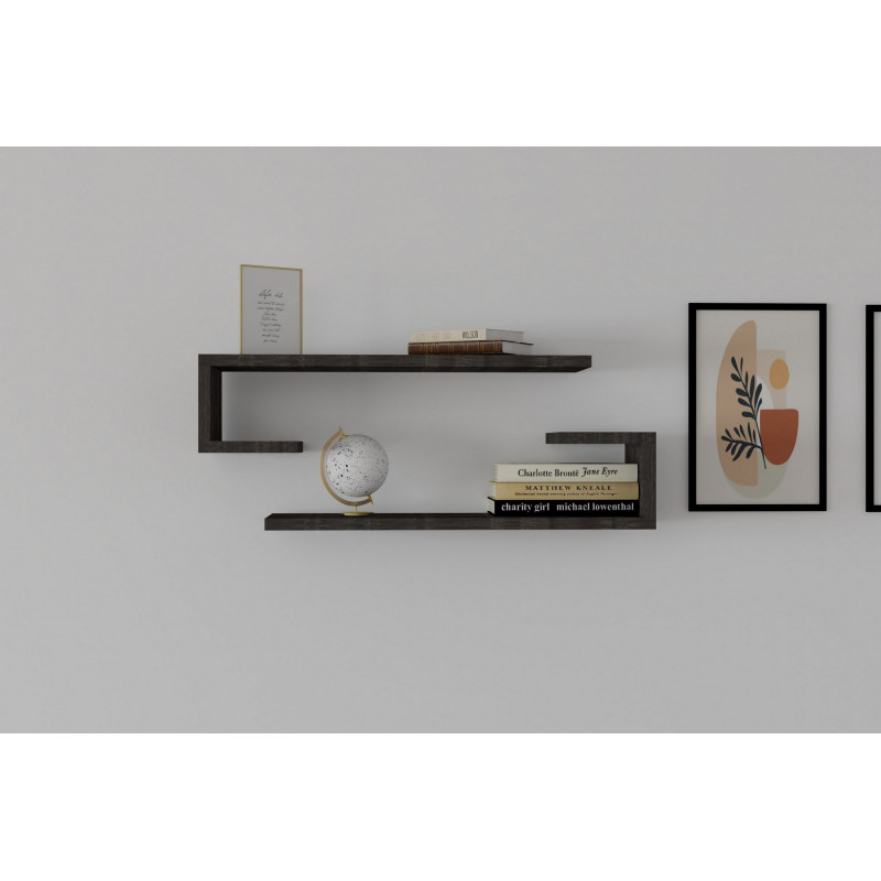 Estante de pared Eldo gris oscuro negro Practica Hogar Estante de pared Eldo gris oscuro negro Practica Hogar