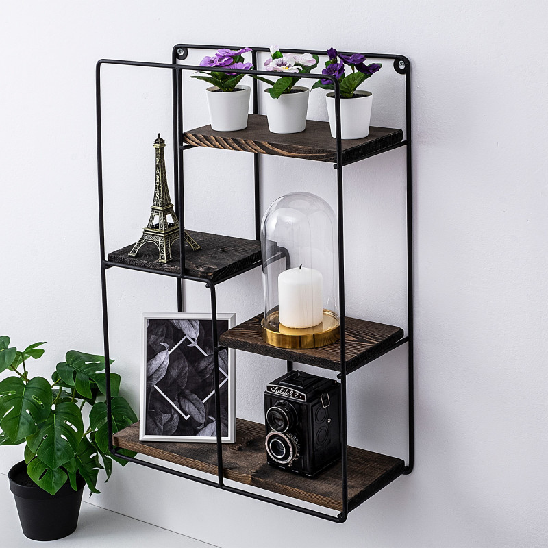 Estante de pared Lotus nogal negro Practica Hogar Estante de pared Lotus nogal negro Practica Hogar