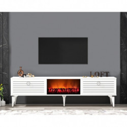 Mueble TV Arona Fireplace Blanco Practica Hogar