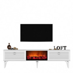 Mueble TV Arona Fireplace Blanco Practica Hogar