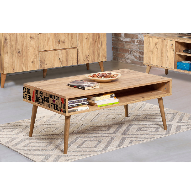 Mesa de centro Viva-766 pino atlántico negro rojo Practica Hogar Mesa de centro Viva-766 pino atlántico negro rojo Practica Hogar