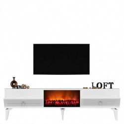 Mueble TV Arona Fireplace Blanco Practica Hogar