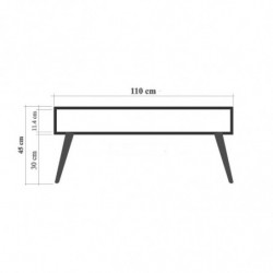 Mesa de centro Viva-766 pino atlántico negro rojo Practica Hogar