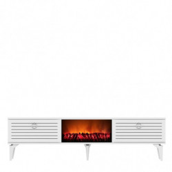 Mueble TV Arona Fireplace Blanco Practica Hogar