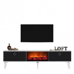 Mueble TV Arona Fireplace Blanco Antracita Practica Hogar