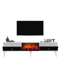 Mueble TV Arona Fireplace Blanco Antracita Practica Hogar