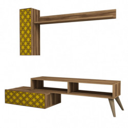 Mueble TV con estante Planet amarillo nogal Practica Hogar