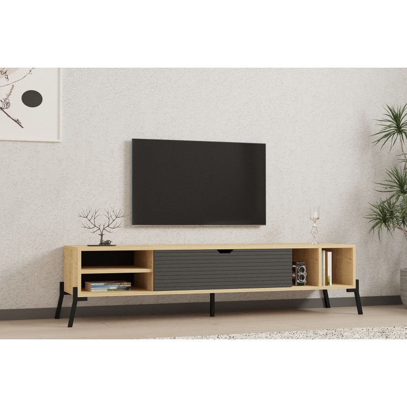 Mueble TV Ponza zafiro roble antracita Practica Hogar Mueble TV Ponza zafiro roble antracita Practica Hogar