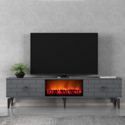 Mueble TV Varna Fireplace Antracita Practica Hogar