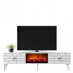 Mueble TV Varna Fireplace Blanco Practica Hogar