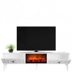 Mueble TV Varna Fireplace Blanco Practica Hogar