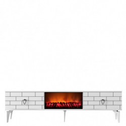 Mueble TV Varna Fireplace Blanco Practica Hogar