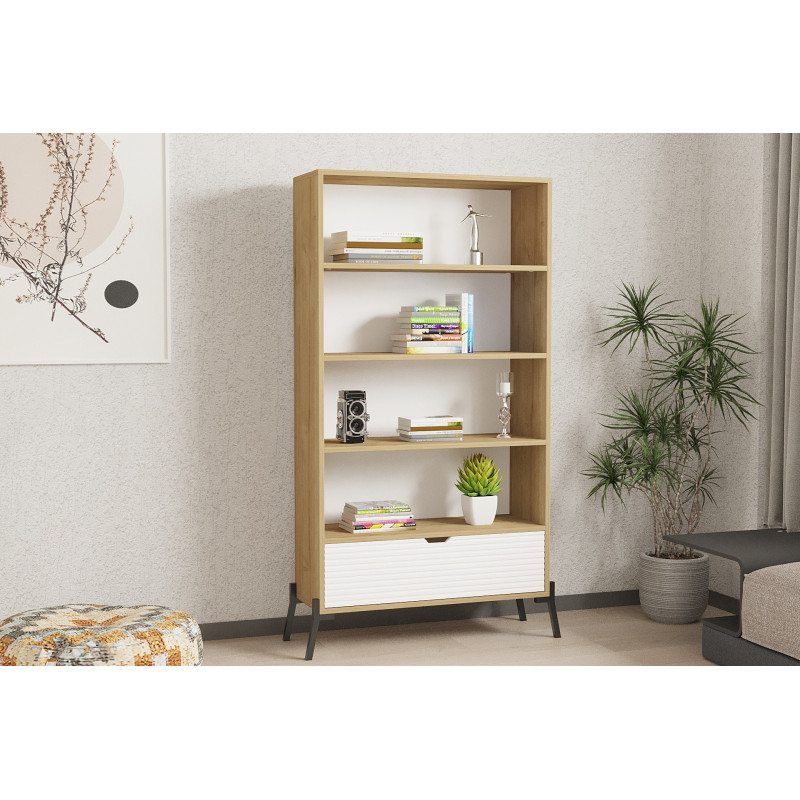 Librería Numana zafiro roble blanco Practica Hogar Librería Numana zafiro roble blanco Practica Hogar