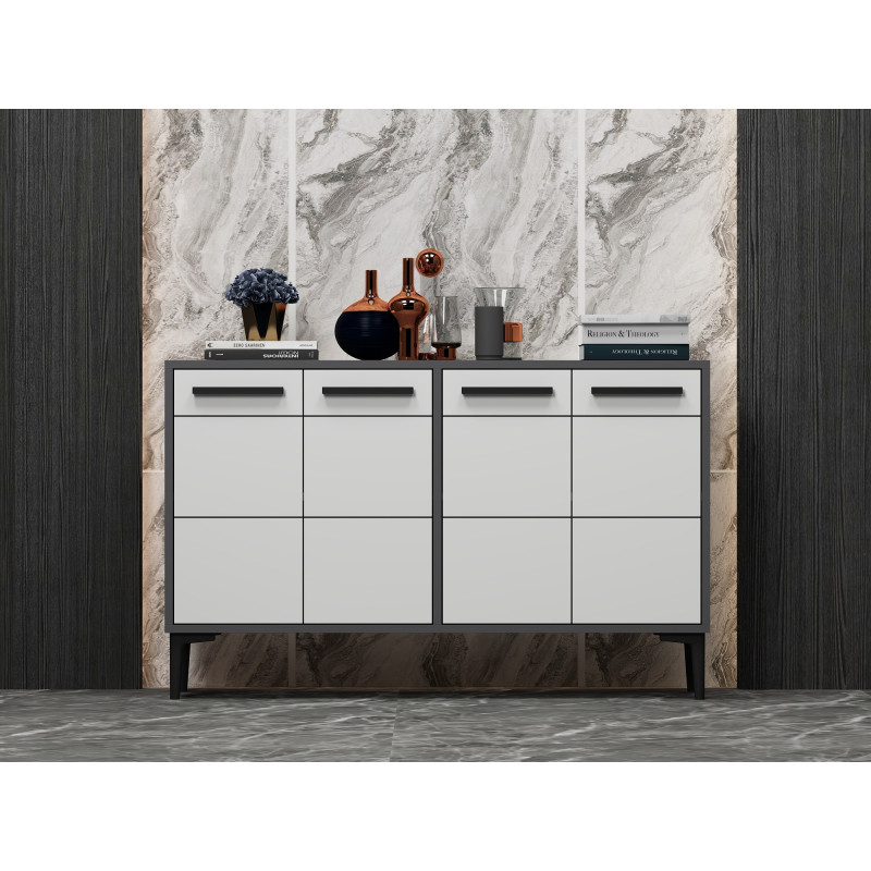 Mueble TV Stria Antracita Blanco Practica Hogar Mueble TV Stria Antracita Blanco Practica Hogar