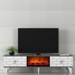 Mueble TV Varna Fireplace Blanco Antracita Practica Hogar