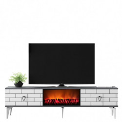 Mueble TV Varna Fireplace Blanco Antracita Practica Hogar