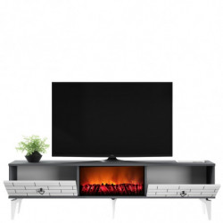 Mueble TV Varna Fireplace Blanco Antracita Practica Hogar