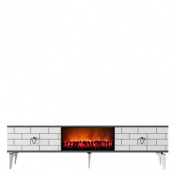 Mueble TV Varna Fireplace Blanco Antracita Practica Hogar