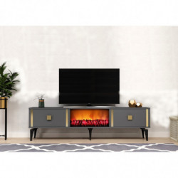 Mueble TV Doruk Fireplace Antracita Oro Practica Hogar