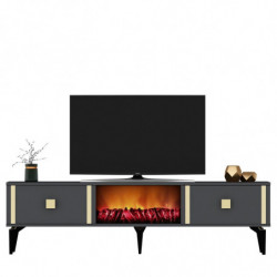 Mueble TV Doruk Fireplace Antracita Oro Practica Hogar