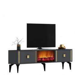 Mueble TV Doruk Fireplace Antracita Oro Practica Hogar