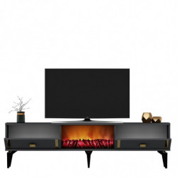 Mueble TV Doruk Fireplace Antracita Oro Practica Hogar