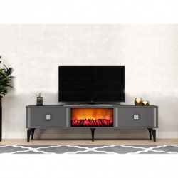 Mueble TV Doruk Fireplace Antracita Plata Practica Hogar