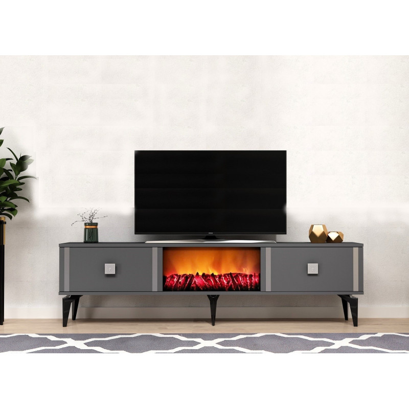 Mueble TV Doruk Fireplace Antracita Plata Practica Hogar Mueble TV Doruk Fireplace Antracita Plata Practica Hogar