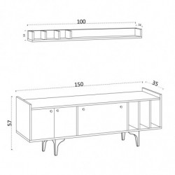 Mueble TV con estante Rigel blanco Practica Hogar