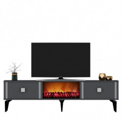 Mueble TV Doruk Fireplace Antracita Plata Practica Hogar