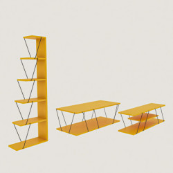 Conjunto de muebles de salón Epsilon negro amarillo Practica Hogar