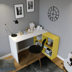 Escritorio de estudio Massası L156 blanco amarillo Practica Hogar