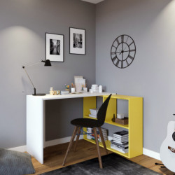 Escritorio de estudio Massası L156 blanco amarillo Practica Hogar