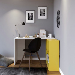 Escritorio de estudio Massası L156 blanco amarillo Practica Hogar