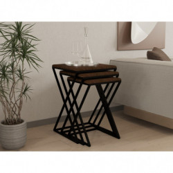 Set mesas de café (3 piezas) Z Zigon-negro nogal Practica Hogar
