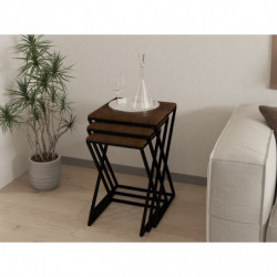 Set mesas de café (3 piezas) Z Zigon-negro nogal Practica Hogar