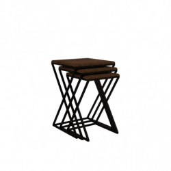 Set mesas de café (3 piezas) Z Zigon-negro nogal Practica Hogar
