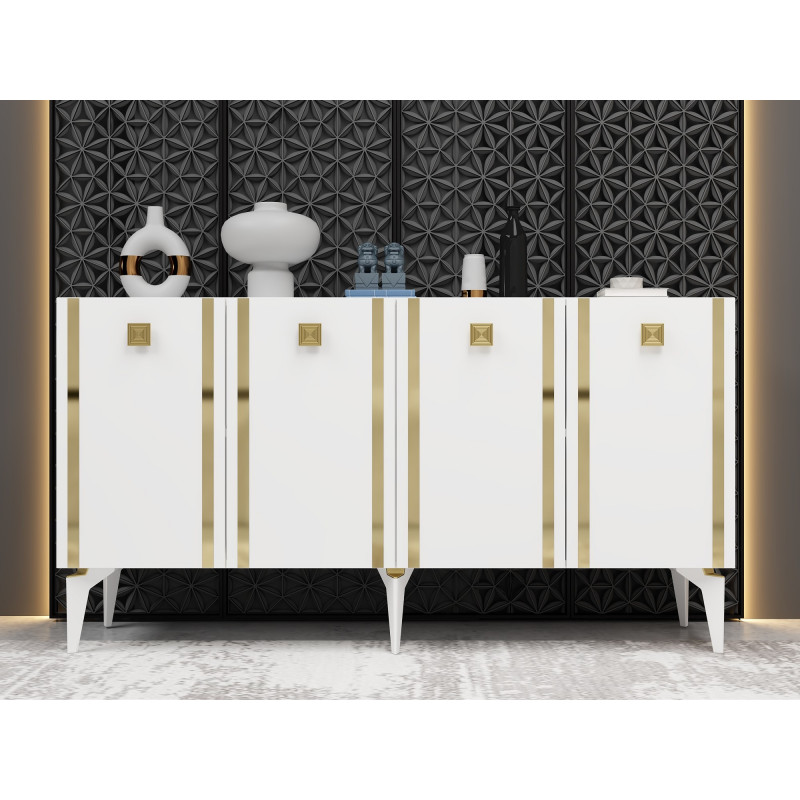 Aparador Doruk Blanco Oro Practica Hogar Aparador Doruk Blanco Oro Practica Hogar