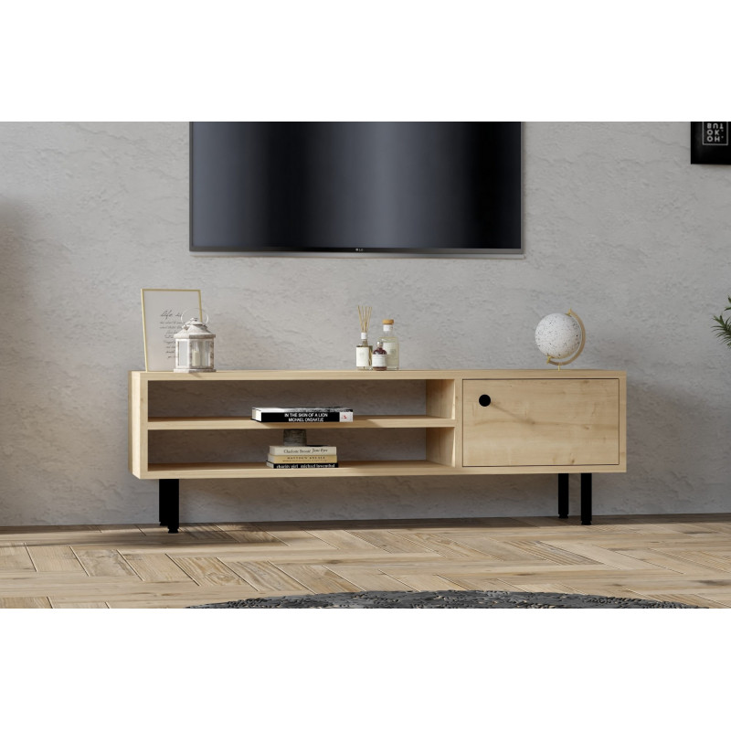 Mueble TV con estante Avila roble zafiro Practica Hogar Mueble TV con estante Avila roble zafiro Practica Hogar