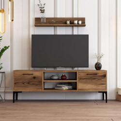 Mueble TV con estante Riga nogal Practica Hogar