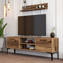 Mueble TV con estante Riga nogal Practica Hogar