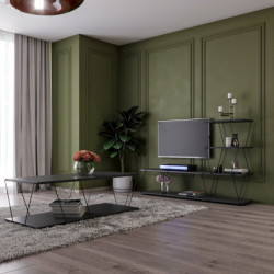 Conjunto de muebles de salón Bashak antracita negro Practica Hogar