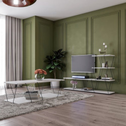 Conjunto de muebles de salón Bashak blanco negro Practica Hogar
