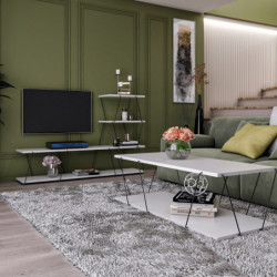 Conjunto de muebles de salón Bashak blanco negro Practica Hogar