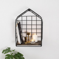 Estante de pared Ranunculus nogal oscuro negro Practica Hogar