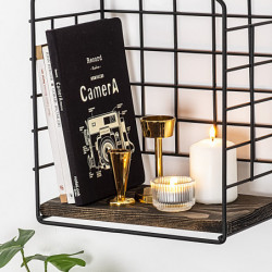 Estante de pared Ranunculus nogal oscuro negro Practica Hogar