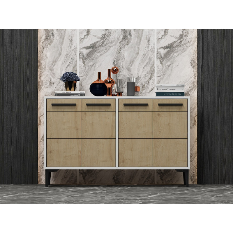 Mueble TV Stria Blanco Roble Zafiro Practica Hogar Mueble TV Stria Blanco Roble Zafiro Practica Hogar