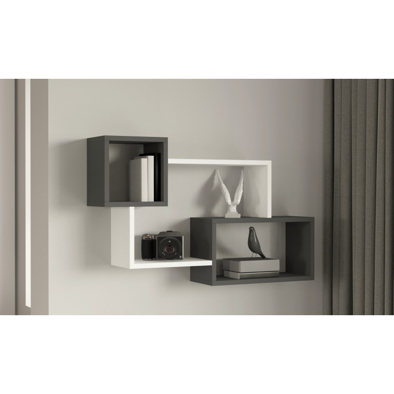 Estante de pared Afro antracita blanco Practica Hogar Estante de pared Afro antracita blanco Practica Hogar