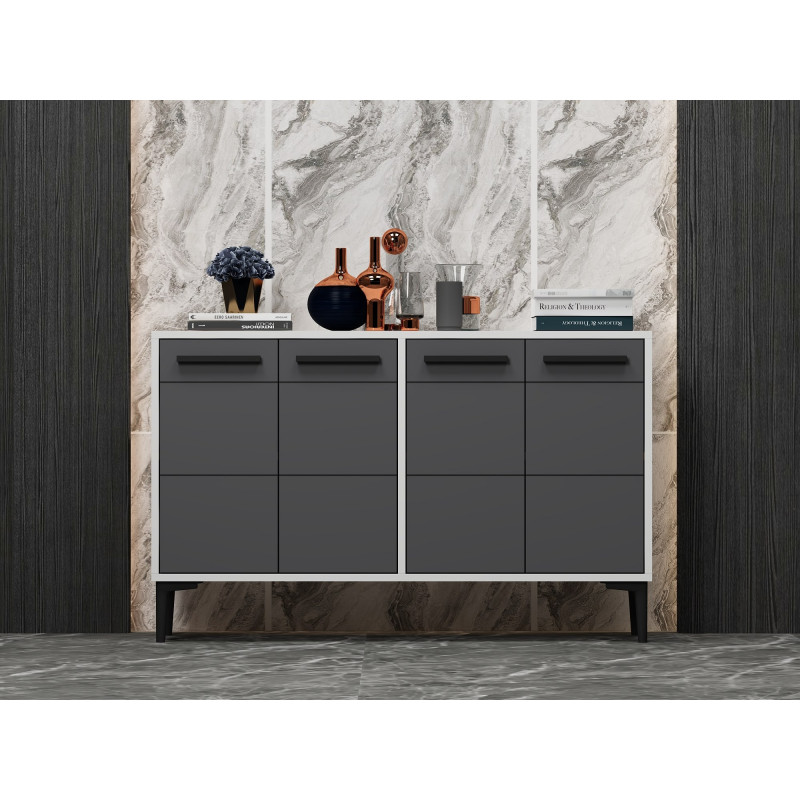 Mueble TV Stria Blanco Antracita Practica Hogar Mueble TV Stria Blanco Antracita Practica Hogar