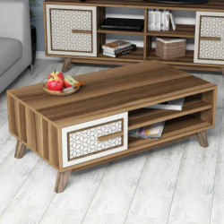 Mesa de centro Ayla crema nogal Practica Hogar
